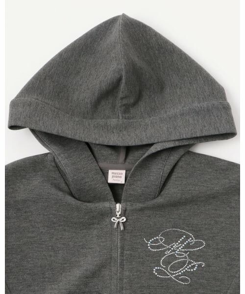 mezzo piano junior / メゾピアノジュニア パーカー | キラキラロゴジップパーカ＆トリムレーススカパンセットアップ | 詳細3