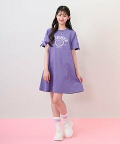 mezzo piano junior / メゾピアノジュニア ミニ丈・ひざ丈ワンピース | 【接触冷感】リボンカレッジロゴTシャツワンピース