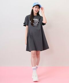 mezzo piano junior / メゾピアノジュニア ミニ丈・ひざ丈ワンピース | 【接触冷感】リボンカレッジロゴTシャツワンピース