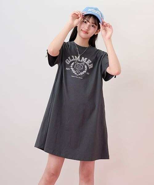mezzo piano junior / メゾピアノジュニア ミニ丈・ひざ丈ワンピース | 【接触冷感】リボンカレッジロゴTシャツワンピース | 詳細15