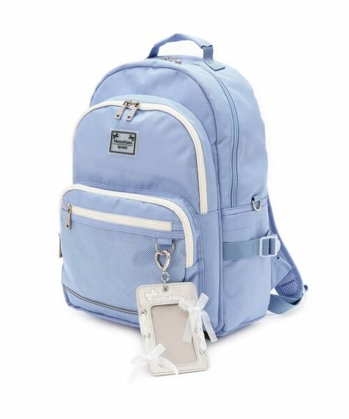 mezzo piano junior / メゾピアノジュニア リュック・バックパック | 【撥水】レースアップリボンカードホルダーつきリュック（ライト ブルー）
