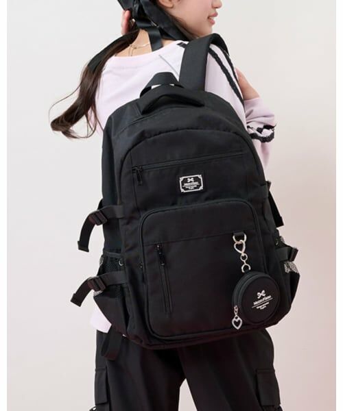 mezzo piano junior / メゾピアノジュニア リュック・バックパック | 丸型ポーチつきリュック（黒）