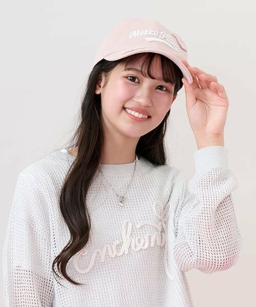 mezzo piano junior / メゾピアノジュニア キャップ | 【UVカット/遮熱/冷感】ハートアップリケキャップ（ピンク）