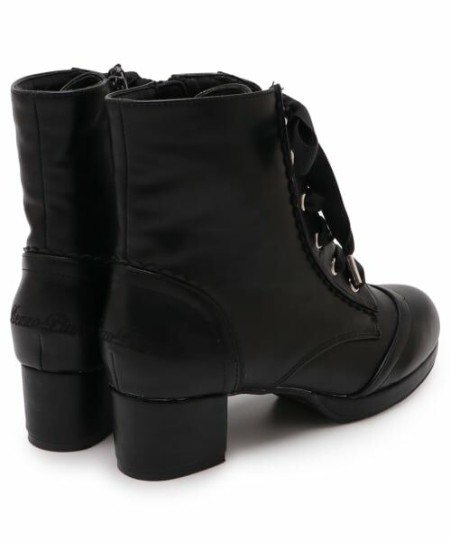 mezzo piano junior / メゾピアノジュニア ブーツ（ショート丈） | サテンリボンスカラップショートブーツ | 詳細1