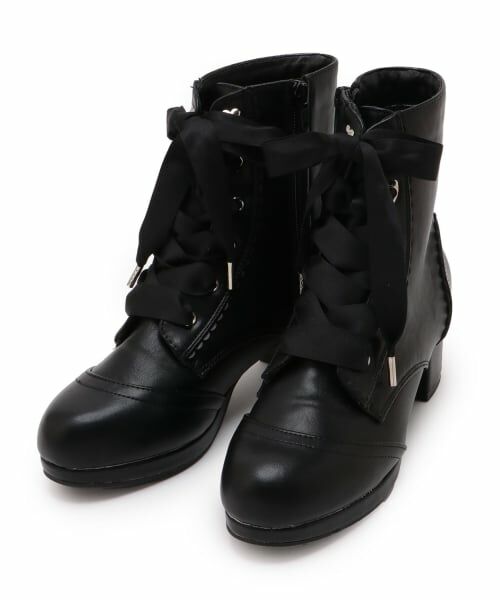 mezzo piano junior / メゾピアノジュニア ブーツ（ショート丈） | サテンリボンスカラップショートブーツ | 詳細10