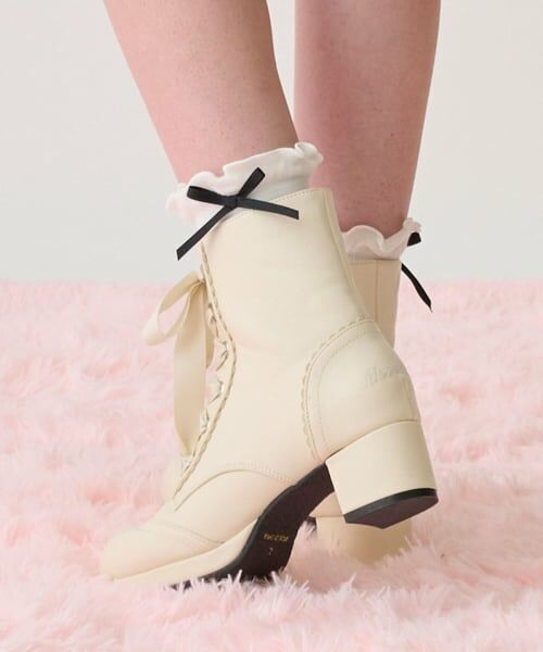 mezzo piano junior / メゾピアノジュニア ソックス | フリルリボンソックス（オフ ホワイト）