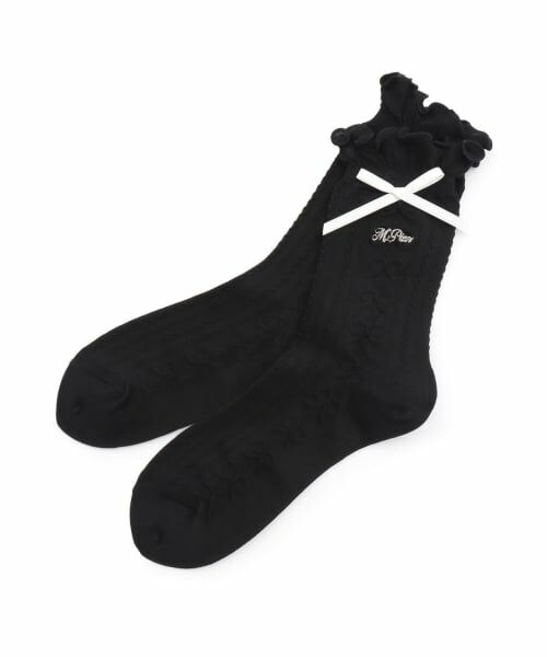 mezzo piano junior / メゾピアノジュニア ソックス | フリルリボンソックス（黒）