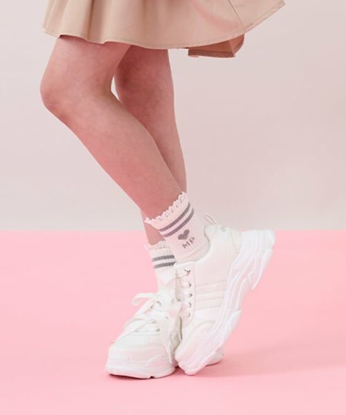 mezzo piano junior / メゾピアノジュニア ソックス | レースつきリブソックス（オフ ホワイト）