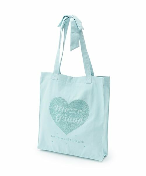mezzo piano junior / メゾピアノジュニア トートバッグ | 25th anniversary キラキラハートロゴトート（ライト ブルー）