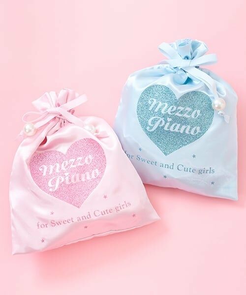 mezzo piano junior / メゾピアノジュニア ポーチ | 25th anniversary キラキラハートロゴ巾着 | 詳細7