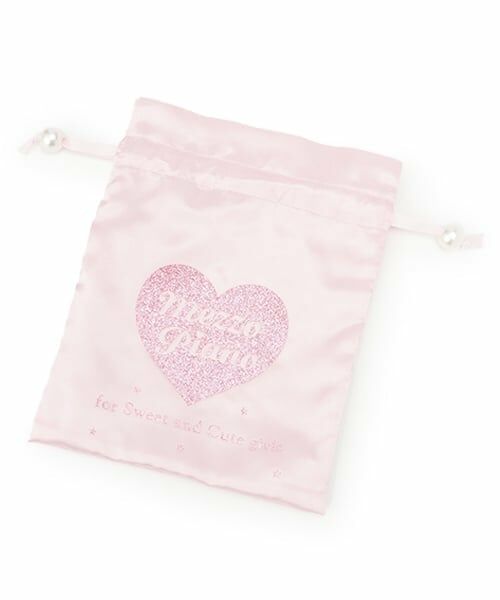 mezzo piano junior / メゾピアノジュニア ポーチ | 25th anniversary キラキラハートロゴ巾着（ピンク）