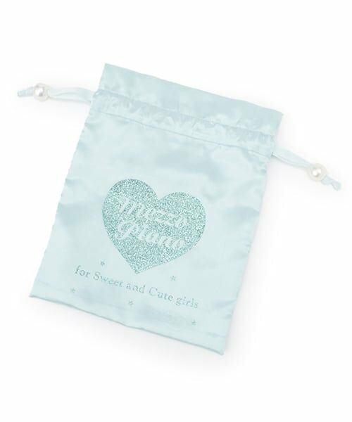 mezzo piano junior / メゾピアノジュニア ポーチ | 25th anniversary キラキラハートロゴ巾着（ライト ブルー）