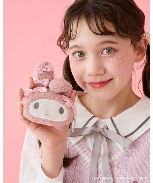 mezzo piano junior / メゾピアノジュニア ポーチ | 【マイメロディ/クロミ】リボンいっぱいフェイス型ポーチ（ピンク）