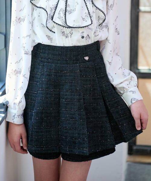 mezzo piano junior / メゾピアノジュニア ショート・ハーフ・半端丈パンツ | タックフレアショートパンツ♪（黒）