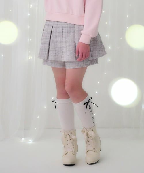 mezzo piano junior / メゾピアノジュニア ショート・ハーフ・半端丈パンツ | タックフレアショートパンツ♪（ライト グレー）