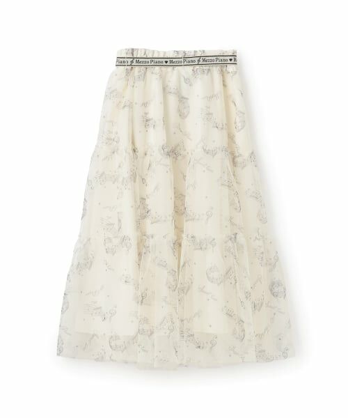 mezzo piano junior / メゾピアノジュニア ミニ・ひざ丈スカート | 音符柄ベルトフリルチュールスカート♪ | 詳細1