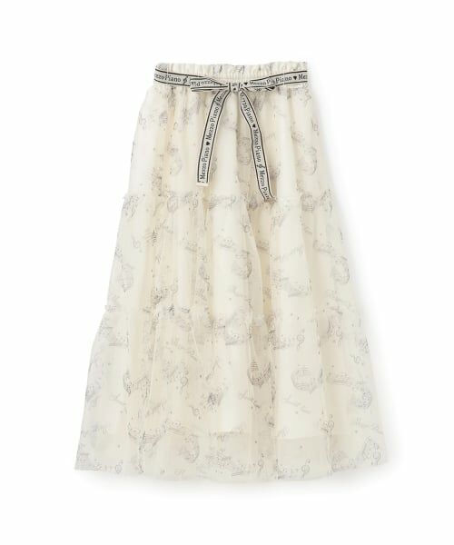 mezzo piano junior / メゾピアノジュニア ミニ・ひざ丈スカート | 音符柄ベルトフリルチュールスカート♪ | 詳細8