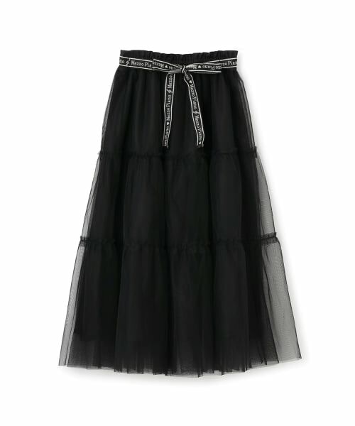 mezzo piano junior / メゾピアノジュニア ミニ・ひざ丈スカート | 音符柄ベルトフリルチュールスカート♪ | 詳細9