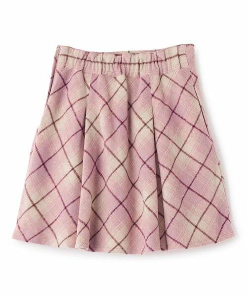 mezzo piano junior / メゾピアノジュニア ショート・ハーフ・半端丈パンツ | レースアップリボンシャギーチェックフレアスカパン | 詳細1