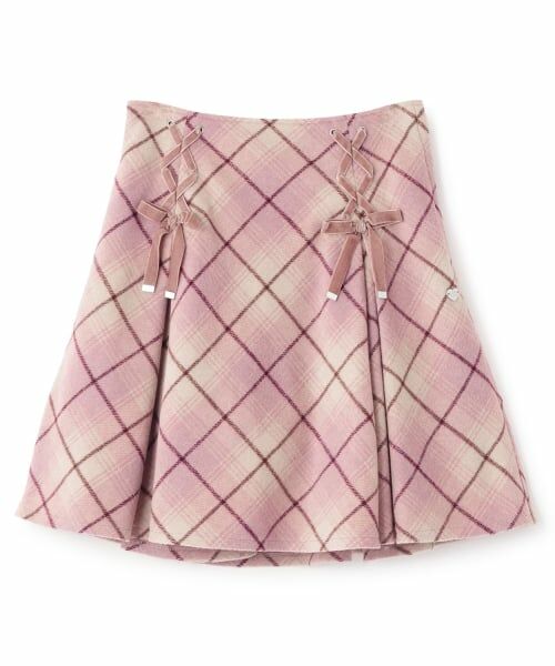 mezzo piano junior / メゾピアノジュニア ショート・ハーフ・半端丈パンツ | レースアップリボンシャギーチェックフレアスカパン | 詳細11