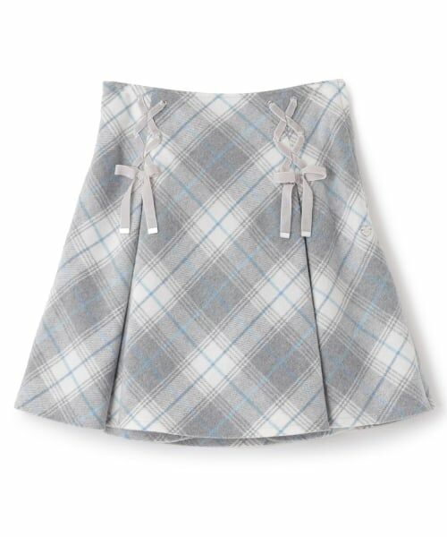 mezzo piano junior / メゾピアノジュニア ショート・ハーフ・半端丈パンツ | レースアップリボンシャギーチェックフレアスカパン | 詳細12