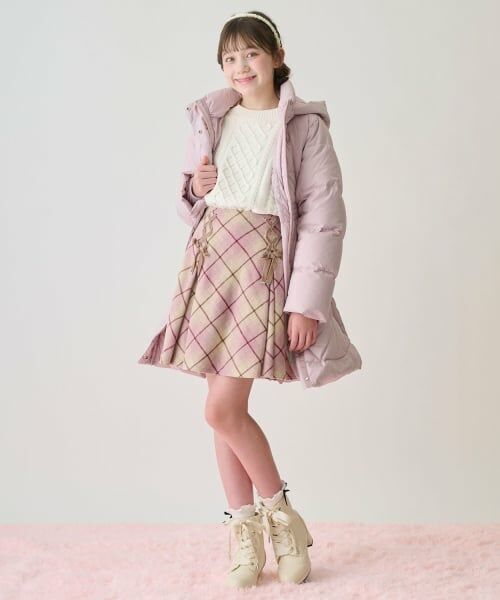 mezzo piano junior / メゾピアノジュニア ショート・ハーフ・半端丈パンツ | レースアップリボンシャギーチェックフレアスカパン | 詳細15