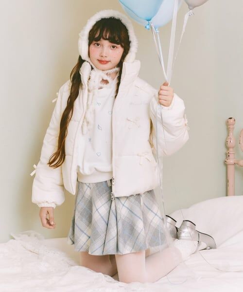 mezzo piano junior / メゾピアノジュニア ショート・ハーフ・半端丈パンツ | レースアップリボンシャギーチェックフレアスカパン | 詳細18