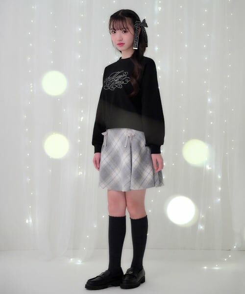 mezzo piano junior / メゾピアノジュニア ショート・ハーフ・半端丈パンツ | レースアップリボンシャギーチェックフレアスカパン | 詳細19