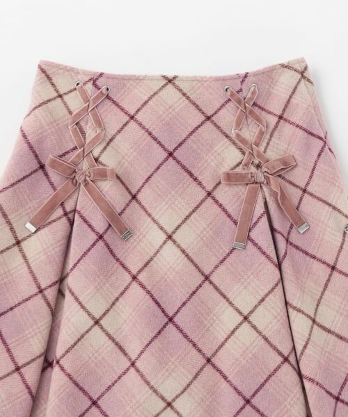 mezzo piano junior / メゾピアノジュニア ショート・ハーフ・半端丈パンツ | レースアップリボンシャギーチェックフレアスカパン | 詳細2