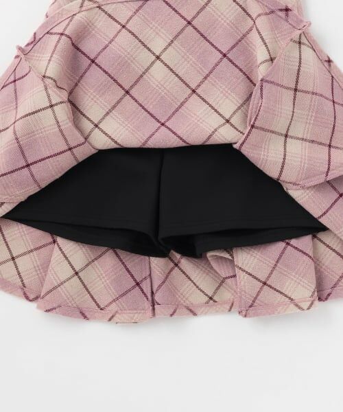 mezzo piano junior / メゾピアノジュニア ショート・ハーフ・半端丈パンツ | レースアップリボンシャギーチェックフレアスカパン | 詳細8