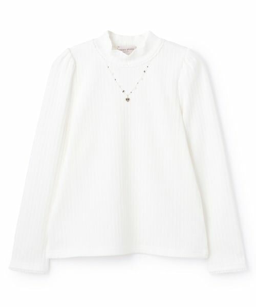 mezzo piano junior / メゾピアノジュニア Tシャツ | テレコネックレス長袖Tシャツ♪（オフ ホワイト）