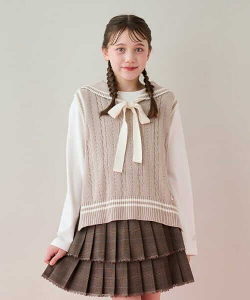 mezzo piano junior / メゾピアノジュニア その他トップス | セーラーベスト＆Tシャツセット（ベージュ）
