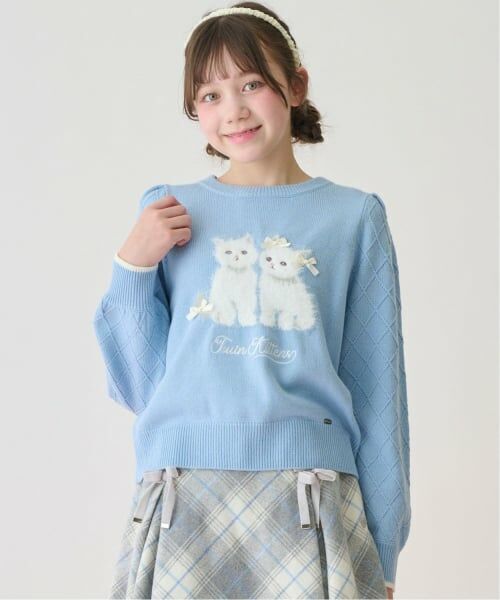 mezzo piano junior / メゾピアノジュニア ニット・セーター | ツインねこニット（ブルー）