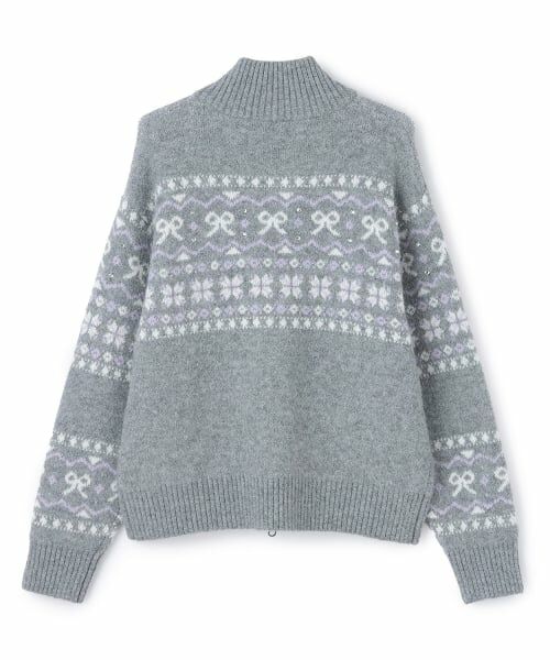 mezzo piano junior / メゾピアノジュニア カーディガン・ボレロ | リボン柄ノルディックジップカーディガン | 詳細1