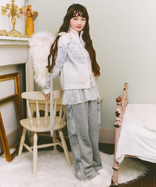 mezzo piano junior / メゾピアノジュニア カーディガン・ボレロ | リボン柄ノルディックジップカーディガン | 詳細11