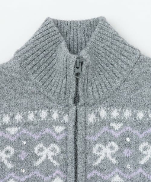 mezzo piano junior / メゾピアノジュニア カーディガン・ボレロ | リボン柄ノルディックジップカーディガン | 詳細2
