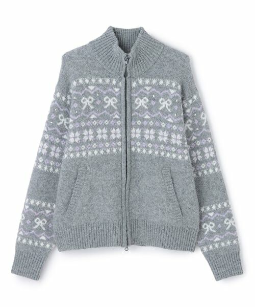 mezzo piano junior / メゾピアノジュニア カーディガン・ボレロ | リボン柄ノルディックジップカーディガン | 詳細7