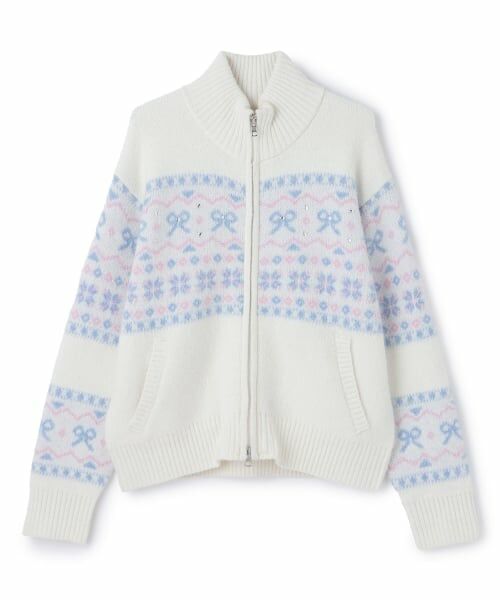 mezzo piano junior / メゾピアノジュニア カーディガン・ボレロ | リボン柄ノルディックジップカーディガン | 詳細8