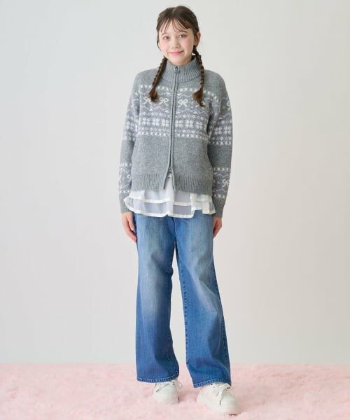 mezzo piano junior / メゾピアノジュニア カーディガン・ボレロ | リボン柄ノルディックジップカーディガン | 詳細9
