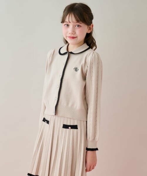 mezzo piano junior / メゾピアノジュニア カーディガン・ボレロ | 衿つきカーディガン（薄ベージュ）