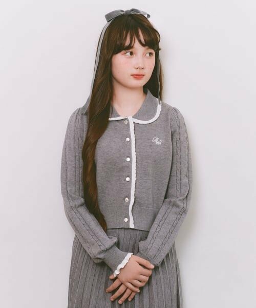 mezzo piano junior / メゾピアノジュニア カーディガン・ボレロ | 衿つきカーディガン（グレー）