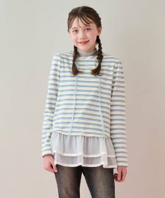 mezzo piano junior / メゾピアノジュニア Tシャツ | オーガンジーフリルつき長袖Tシャツ