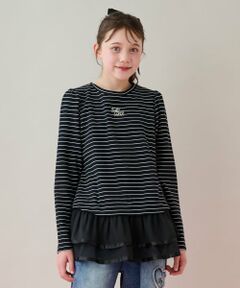 mezzo piano junior / メゾピアノジュニア Tシャツ | オーガンジーフリルつき長袖Tシャツ
