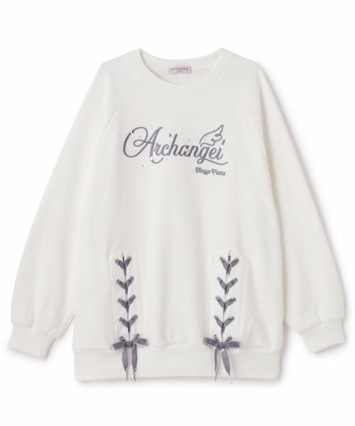 mezzo piano junior / メゾピアノジュニア スウェット | レースアップビジューロゴトレーナー | 詳細12