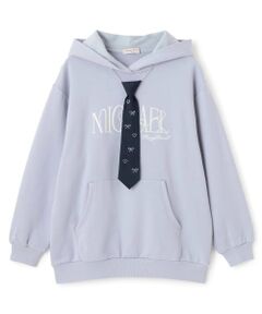 mezzo piano junior / メゾピアノジュニア パーカー | ビジューネクタイつきBIGパーカ