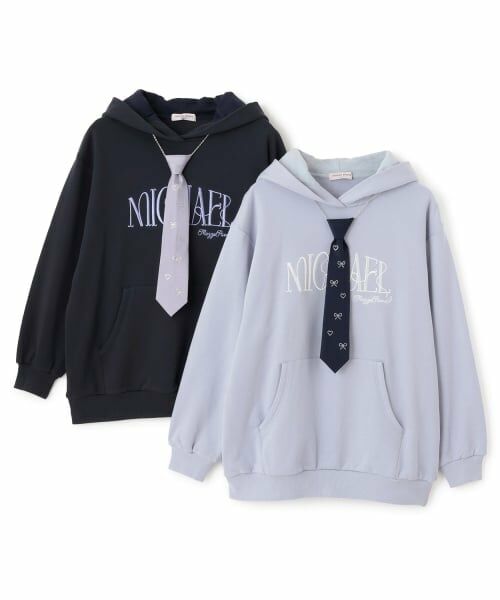 mezzo piano junior / メゾピアノジュニア パーカー | ビジューネクタイつきBIGパーカ | 詳細13