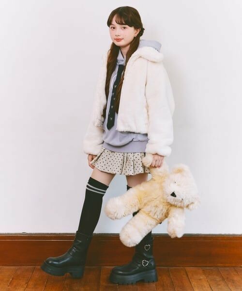 mezzo piano junior / メゾピアノジュニア パーカー | ビジューネクタイつきBIGパーカ | 詳細14