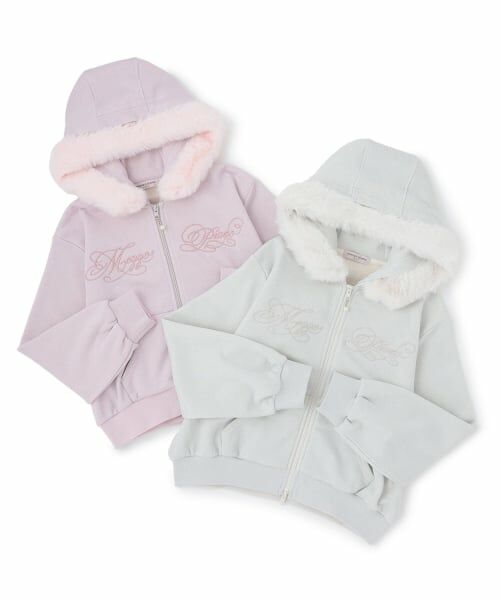 mezzo piano junior / メゾピアノジュニア パーカー | フェイクファーつきラメ裏毛ジップパーカ | 詳細10