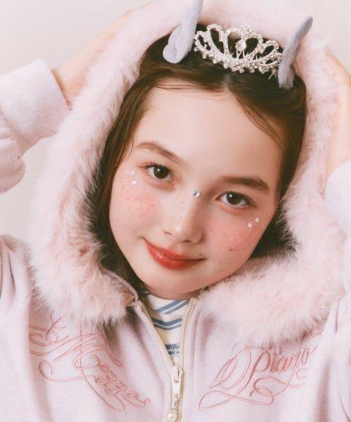 mezzo piano junior / メゾピアノジュニア パーカー | フェイクファーつきラメ裏毛ジップパーカ | 詳細13