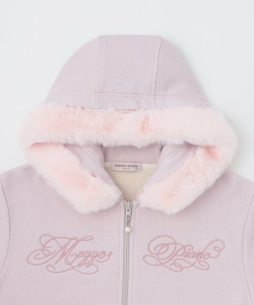 mezzo piano junior / メゾピアノジュニア パーカー | フェイクファーつきラメ裏毛ジップパーカ | 詳細2